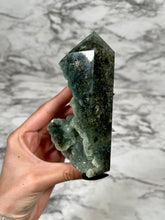 Load image into Gallery viewer, SEMI-POLISHED PREHNITE WITH EPIDOTE TOWER
