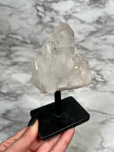 Load image into Gallery viewer, CLEAR QUARTZ POINT ON METAL STAND
