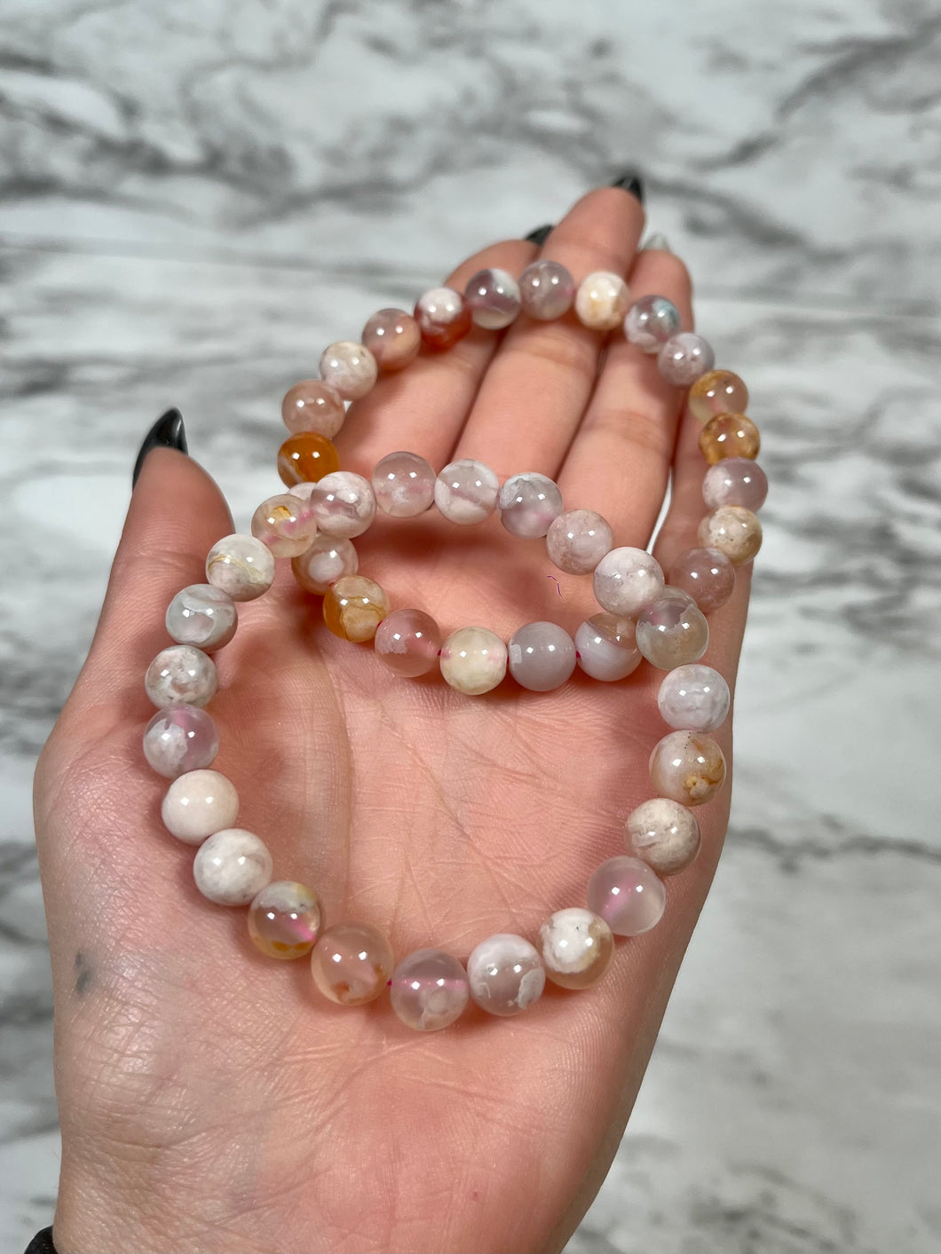 9MM FLOWER AGATE BRACELET