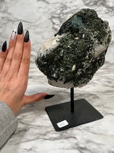 Load image into Gallery viewer, LARGE GREEN TOURMALINE IN MATRIX ON A STAND
