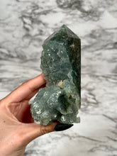 Load image into Gallery viewer, SEMI-POLISHED PREHNITE WITH EPIDOTE TOWER
