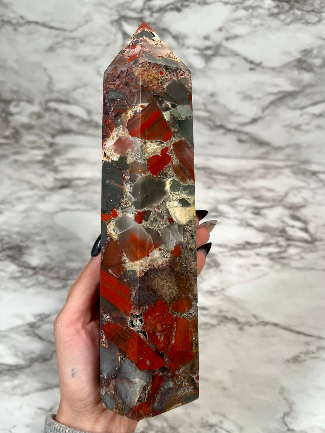 2lb 2.6oz AFRICAN BLOODSTONE TOWER